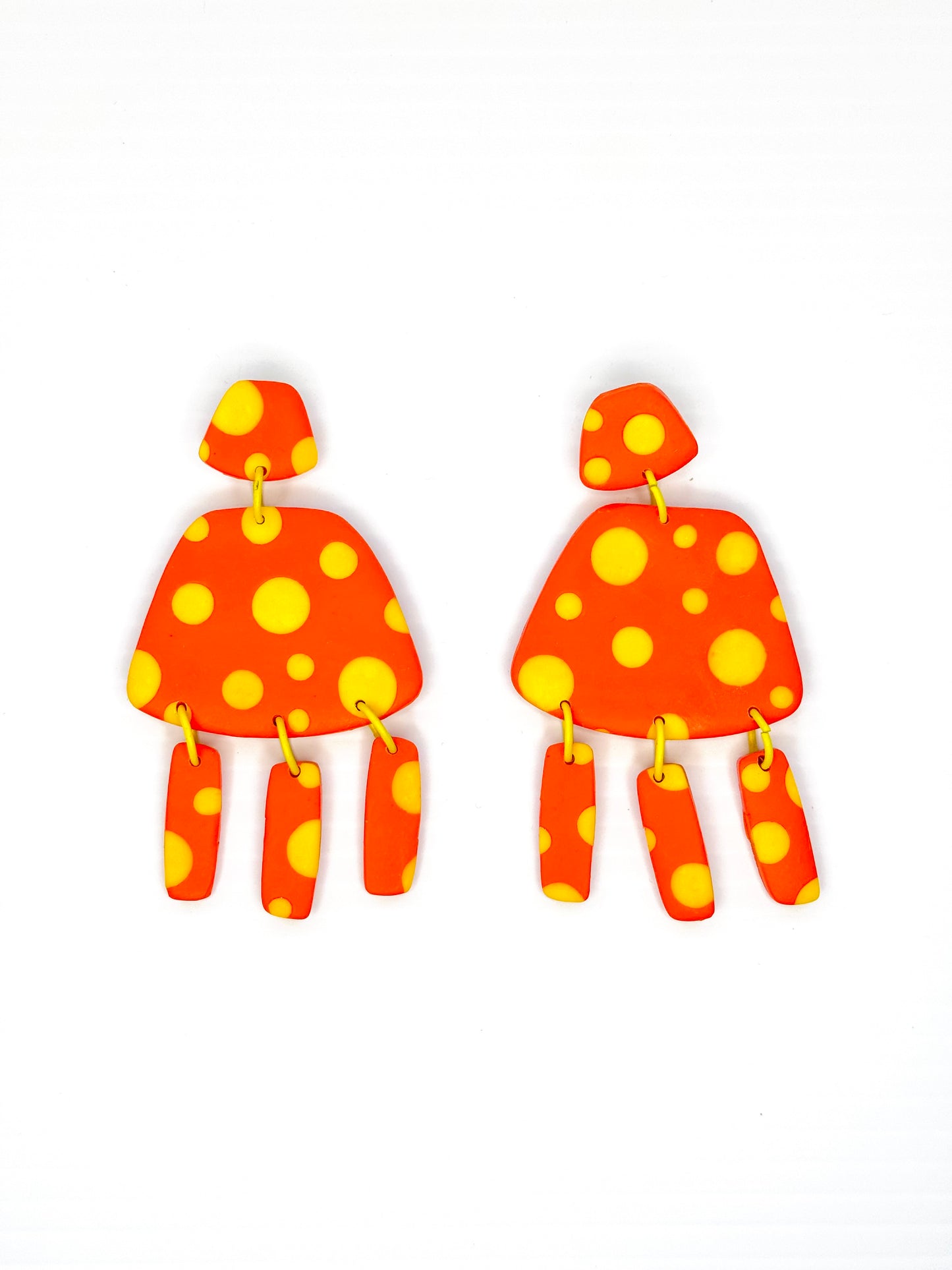 Maximalist Yayoi Infinity Inspired earrings - Orange and Yellow Dots