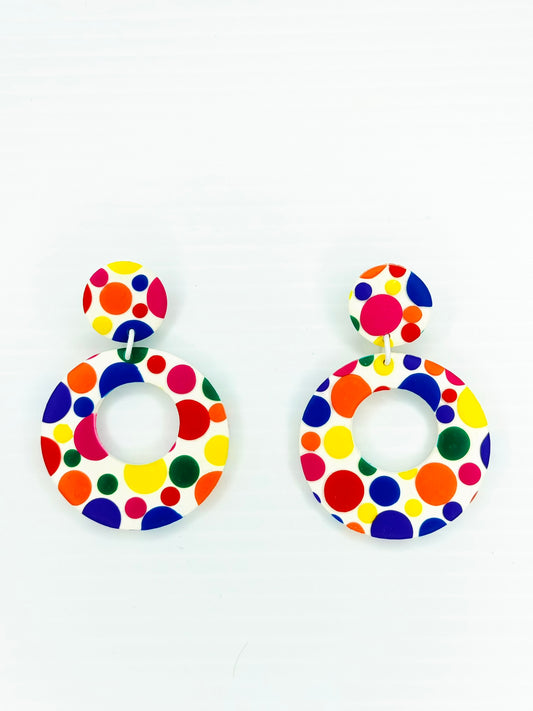 Maximalist Yayoi Infinity inspired Polka Dot Circle drop earrings