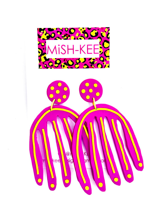 Maximalist Matisse Inspired earrings - Magenta