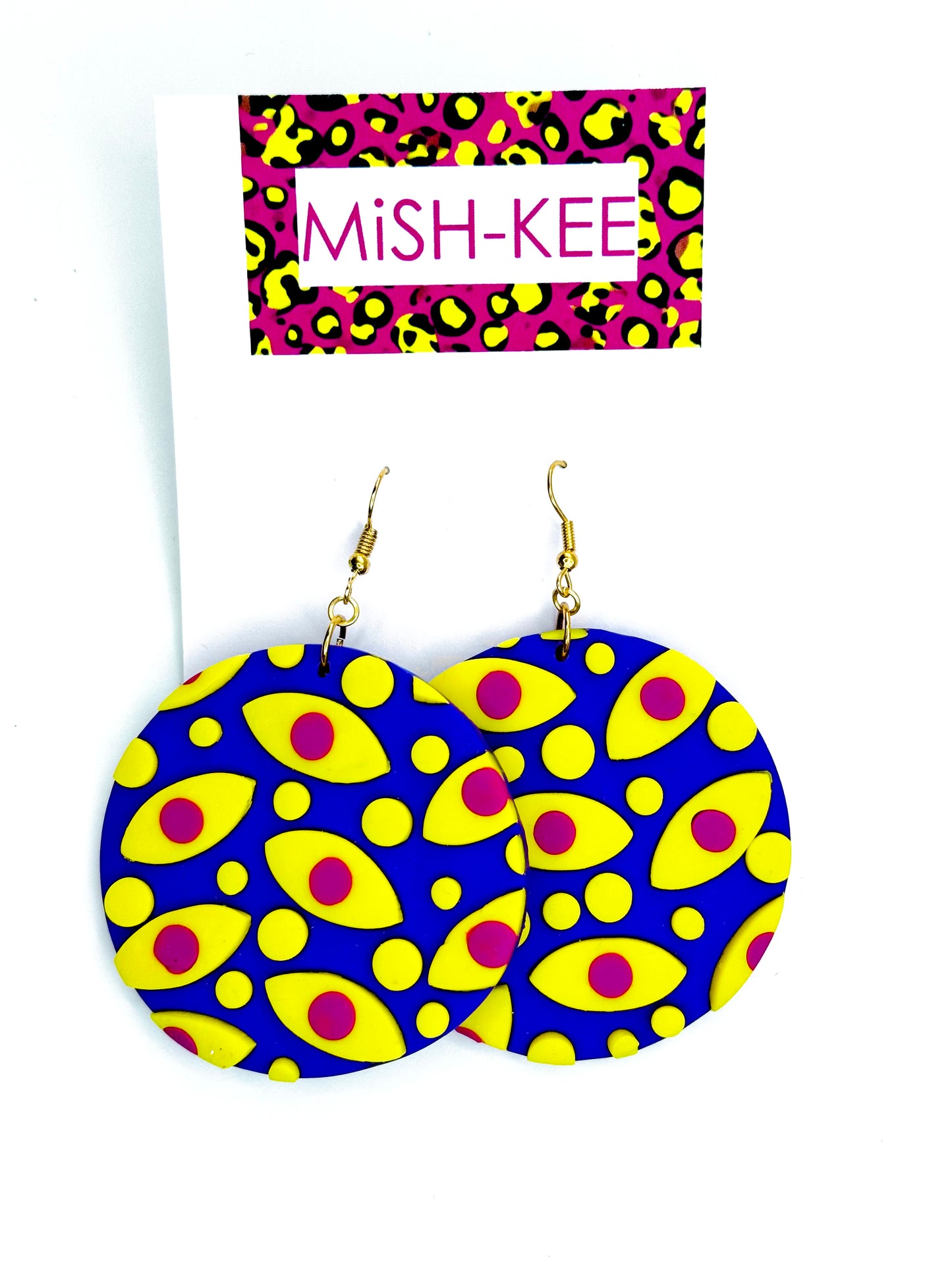 Maximalist Yayoi Inspired Eyes Earrings - Purple with Yellow eyes