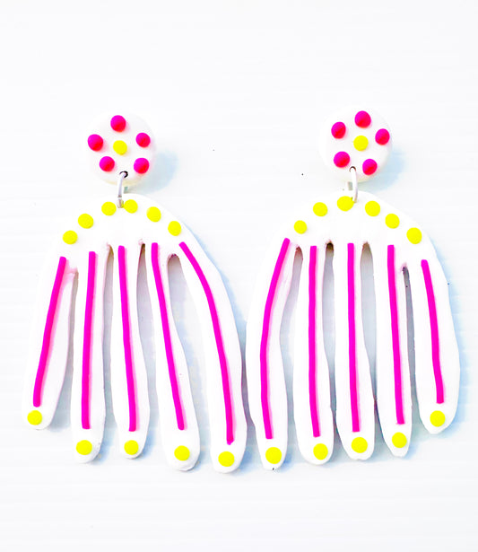 Maximalist Neon Pink and Yellow earrings