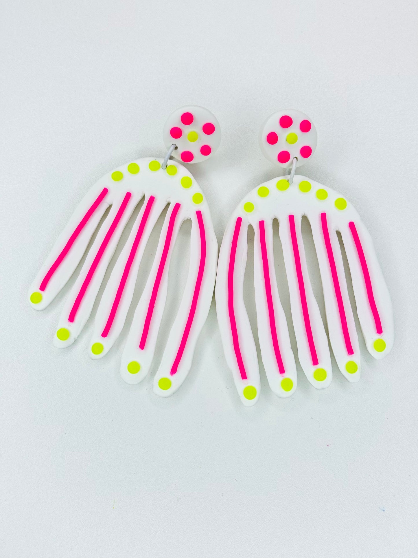 Maximalist Neon Pink and Yellow earrings