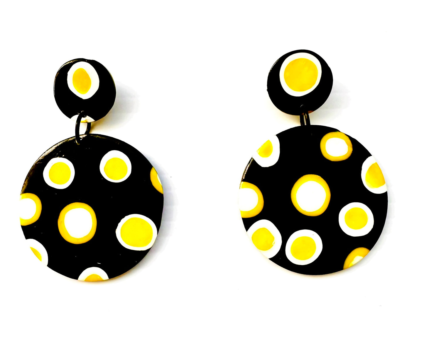 Abstract Dots Circle Earrings - Black