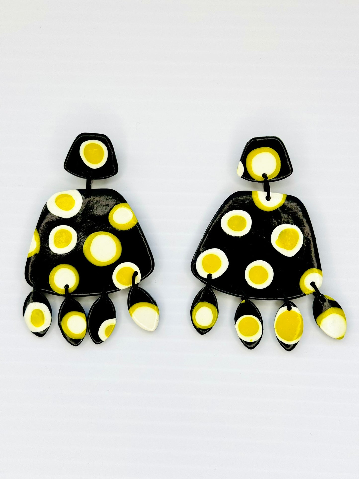 Abstract Dots Dangle Earrings - Black