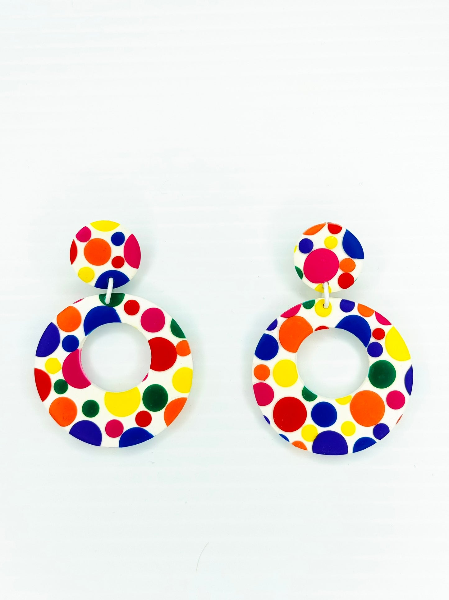 Maximalist Yayoi Infinity inspired Polka Dot Circle drop earrings