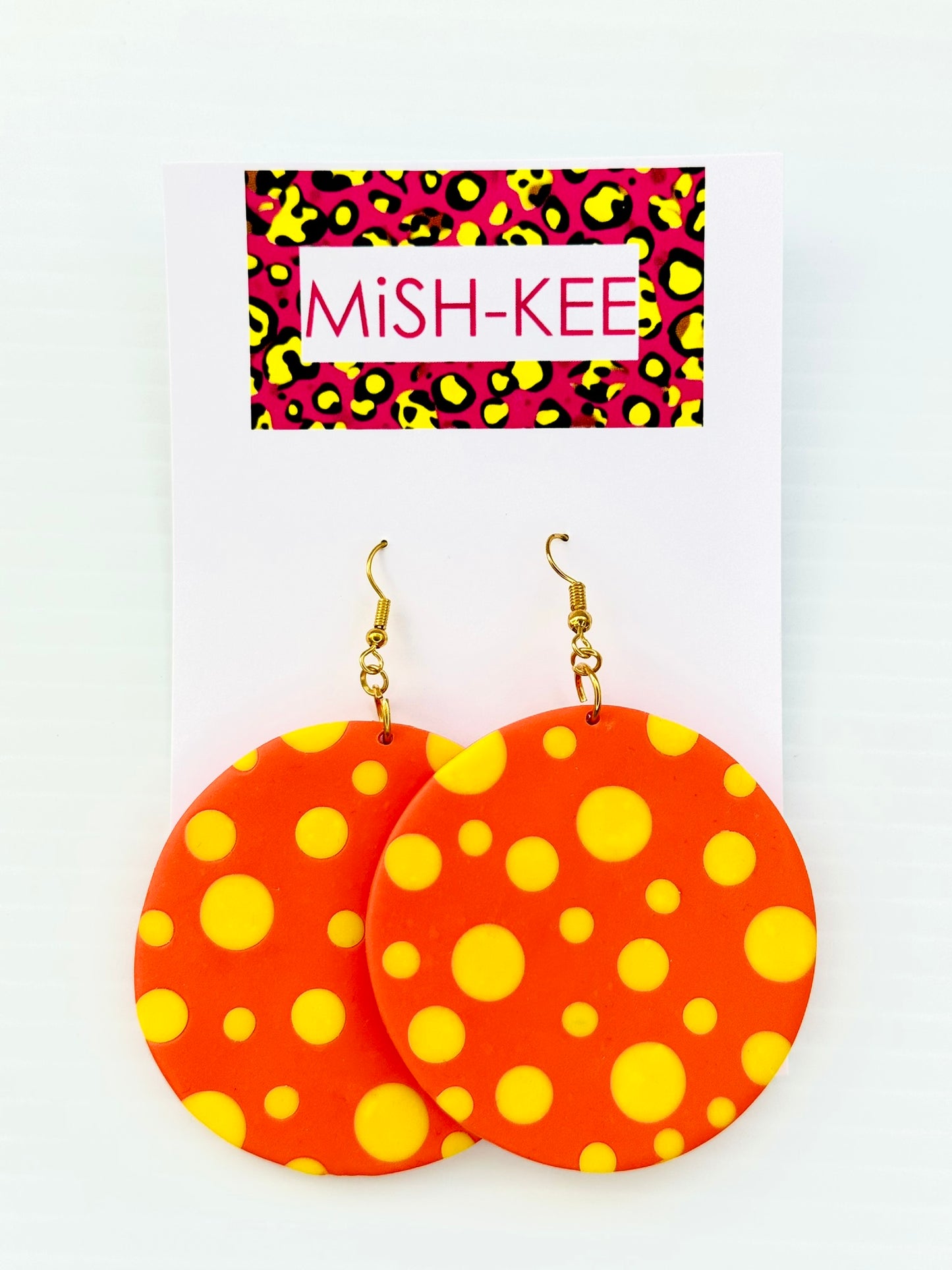 Maximalist Yayoi Infinity Inspired earrings - Orange and Yellow Dots