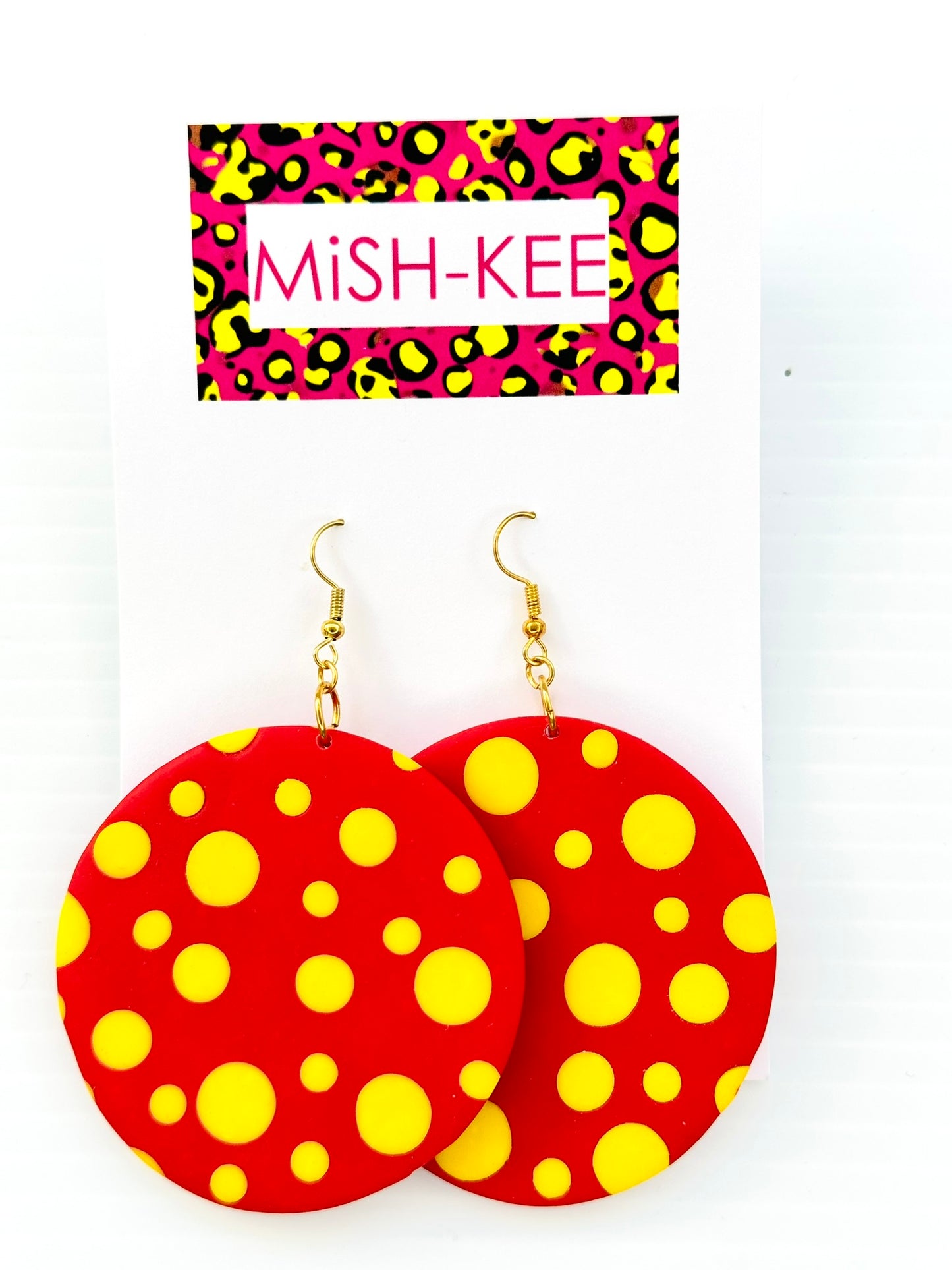 Maximalist Yayoi Infinity Inspired earrings - Red and Yellow Dots