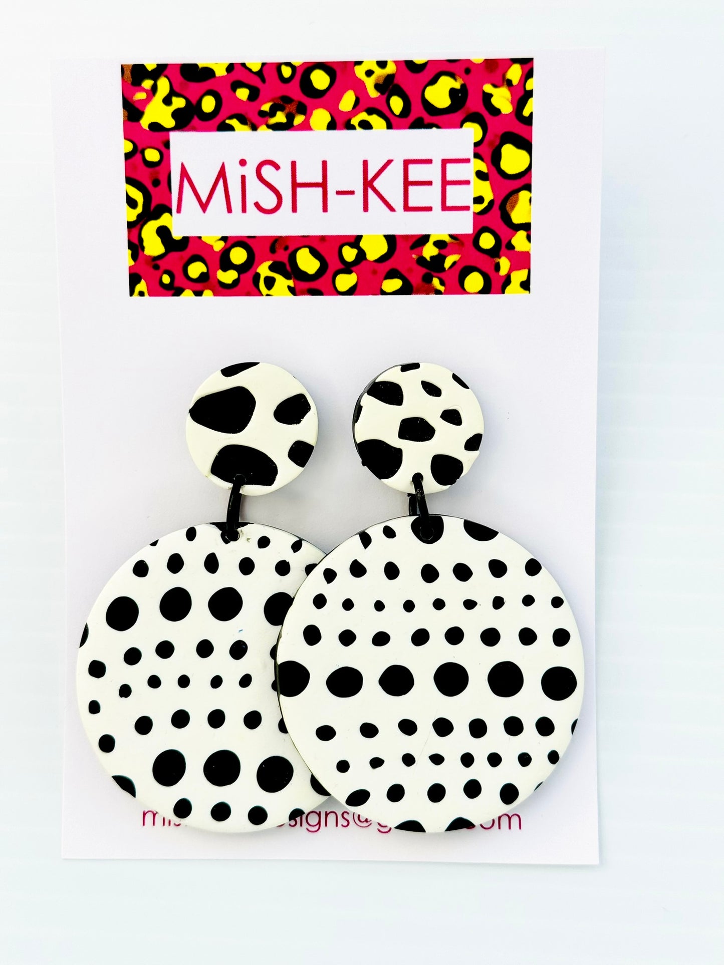 Maximalist Yayoi Infinity inspired Earrings - White with Black Dots