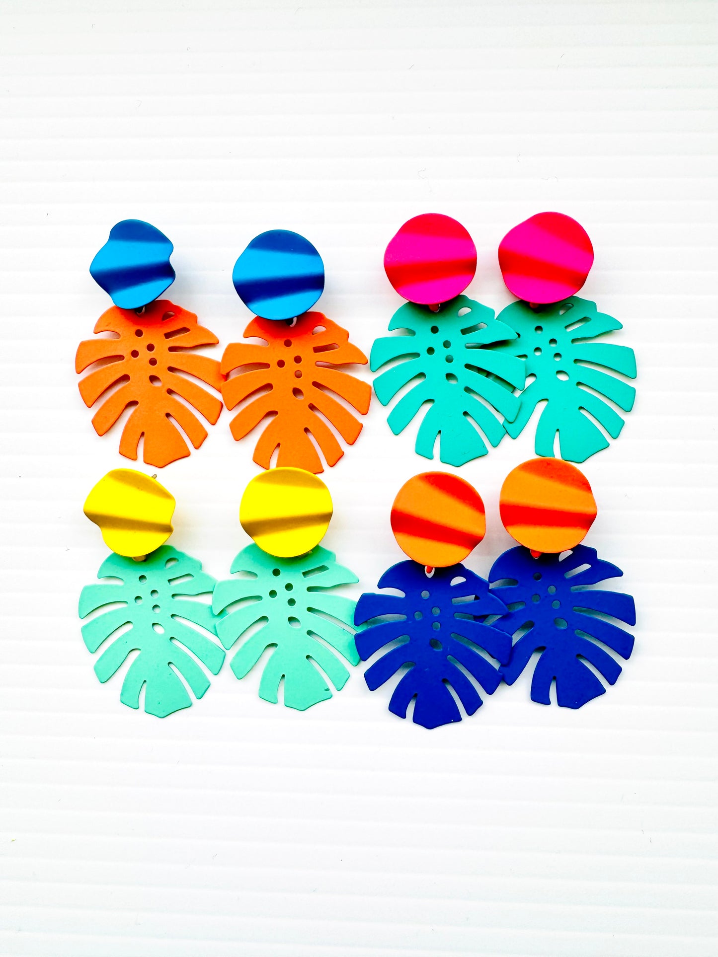 Tropical Monstera earrings set of 4